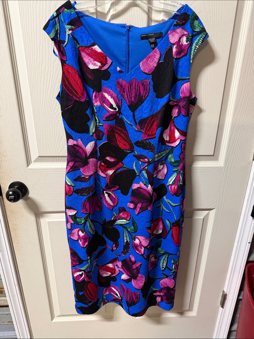 Maggy London Bright Blue Floral Sheath Dress